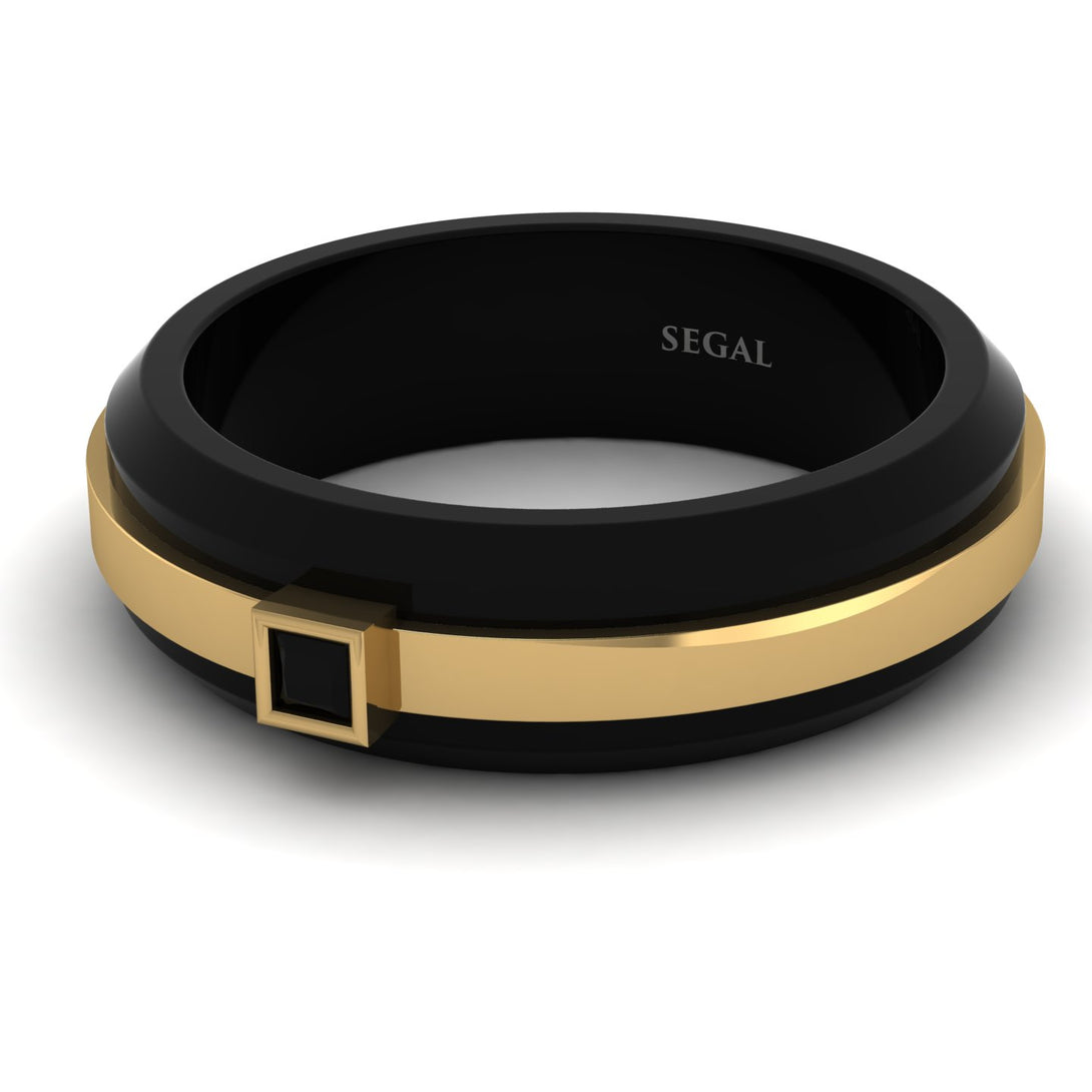 Men's Black Diamond Black Wedding Band - Edward No. 7